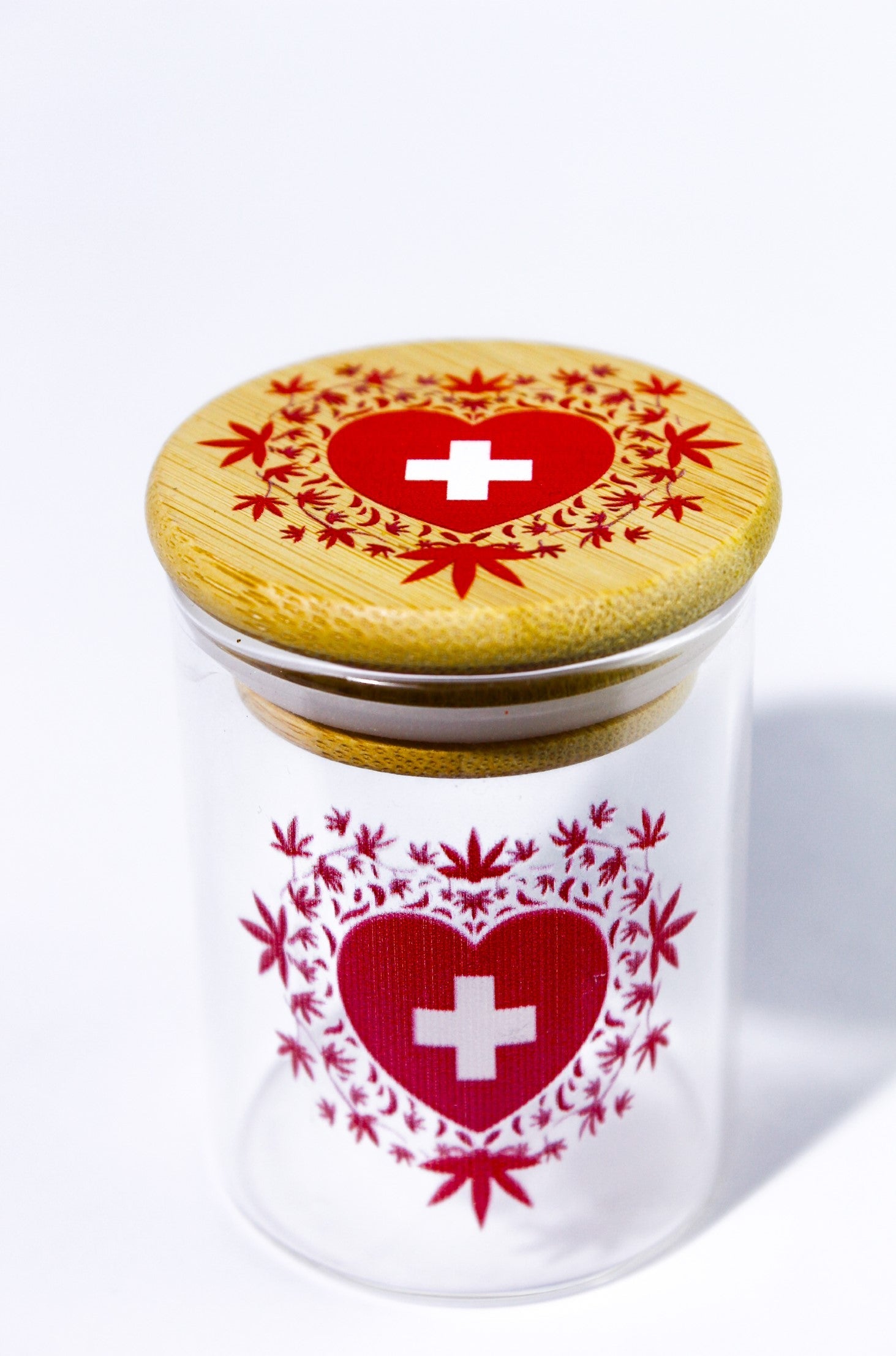 Hearts jar with bamboo lid